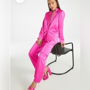 Oversized Pink Satin Blazer